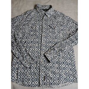 Wrangler Pearl Snap Western Shirt Mens XLT Geometric Long Sleeves Retro Premium